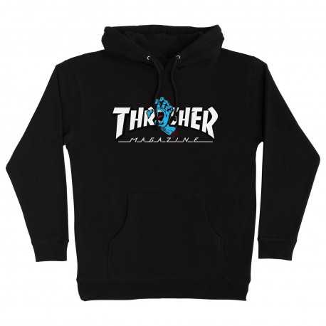 Sweat thrasher screaming logo hood - Black