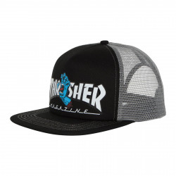 SANTA CRUZ, Cap thrasher screaming logo mesh trucker, Blk grey