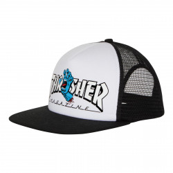 SANTA CRUZ, Cap thrasher screaming logo mesh trucker, Wht blk