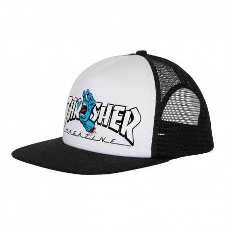 Cap thrasher screaming logo mesh trucker - Wht blk