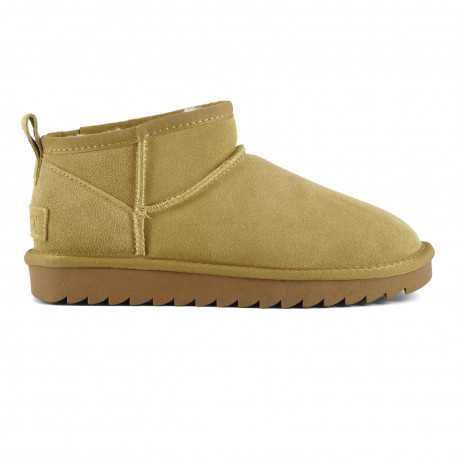 Short winter boot in suede - Camel