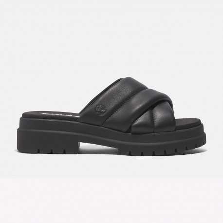 London vibe slide sandal - Black full grain