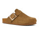 COLORS OF CALIFORNIA, Cow suede bio sabot with buckl, Tan