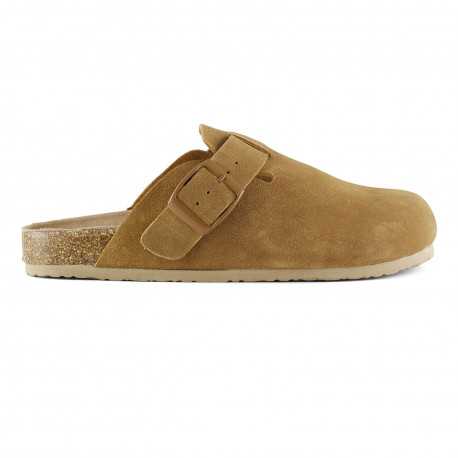 Man sabot sandal in suede - Tan