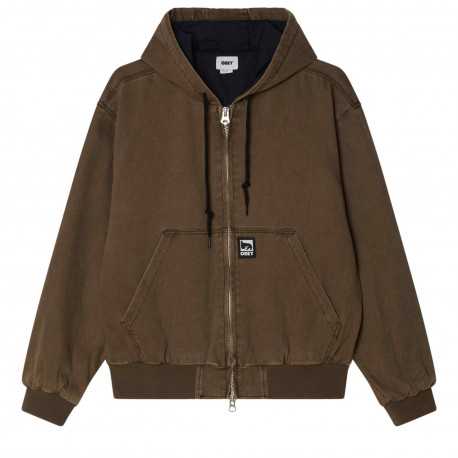 Obey glen zip up jacket - Wren faded wash