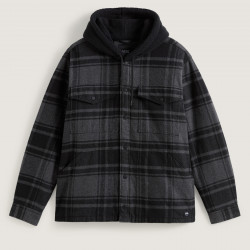 VANS, Piedmont hooded plaid shacket, Black/asphalt heather