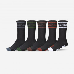 GLOBE, Tilt hi crew sock 5 pack, Black/assorted