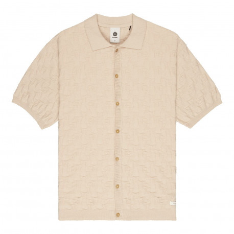 Sight textured knit polo - Oat milk