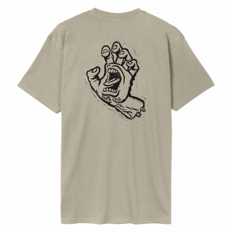 Stamped screaming hand t-shirt - Stone grey