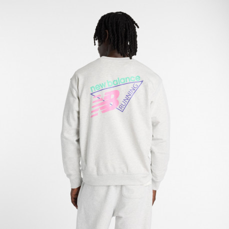 Classic tri-logo french terry crew - Ash heather