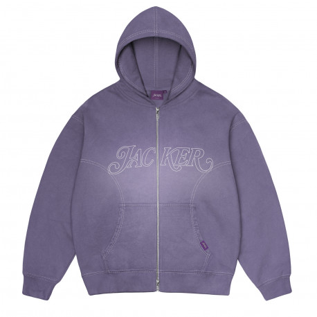 Rough garment dyed premium zip blue - Purple