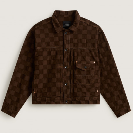 Check-5 checkerboardnim trucker jacket - Demitasse