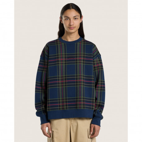 Printed plaid crewneck - Dress blues