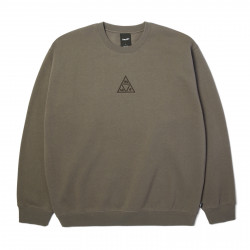 HUF, Sweat triple triangle embroidered crew, Dark earth brown