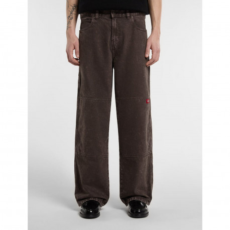 Double knee loose straight jeans - Dark brown