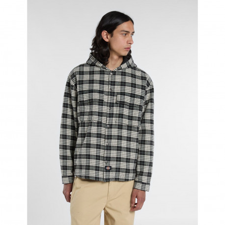 Laughlin hooded flannel shacket - Black