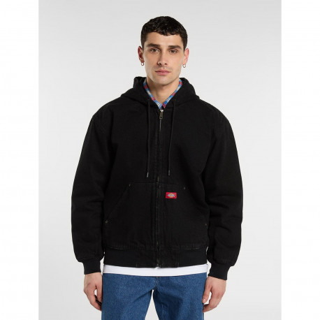Hilham lined denim hooded bomber - Black