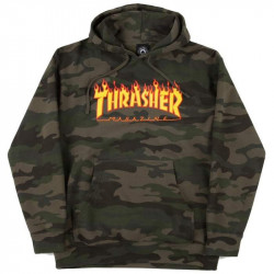 THRASHER, Sweat flame hood, Forest camo