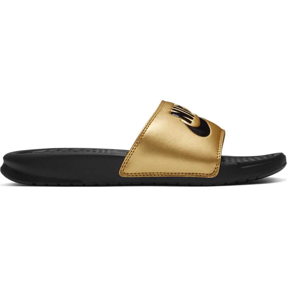 nike benassi gold black