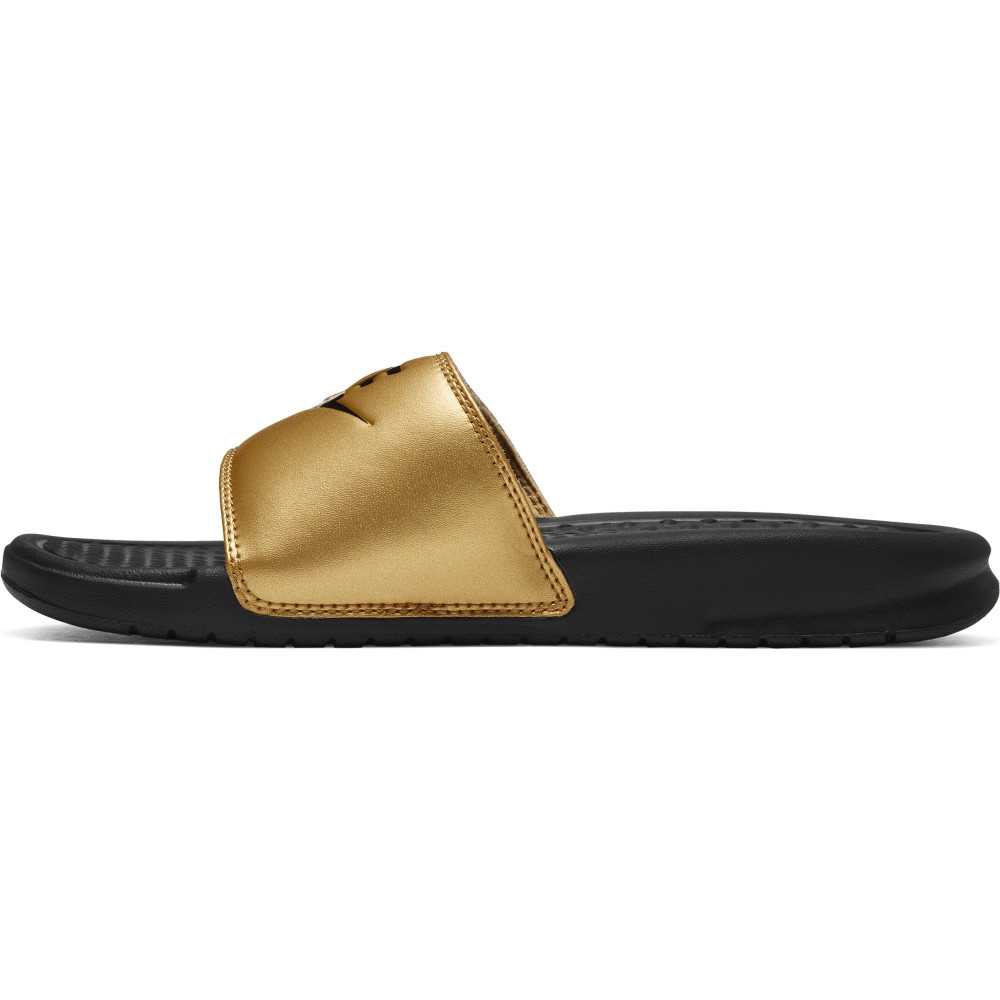 nike benassi gold black