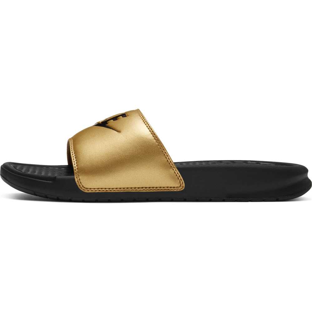 nike benassi gold black