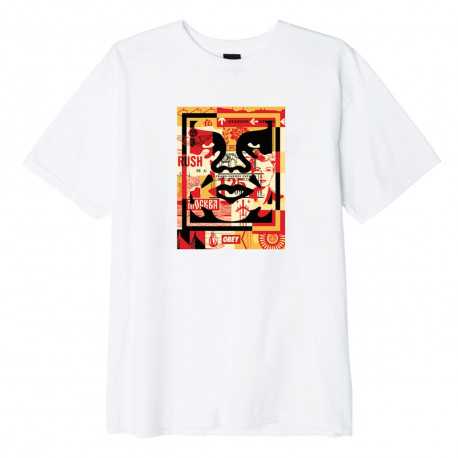 Obey 3 face collage - White