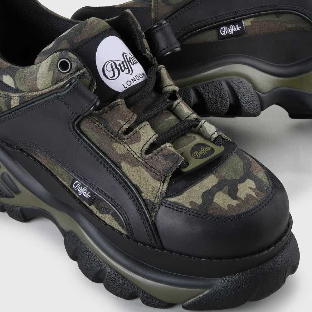 Baskets Buffalo Classic Low Vintage En Cuir Camouflage Militaire - Taille 37/38/39 - Neuf Avec Boîte