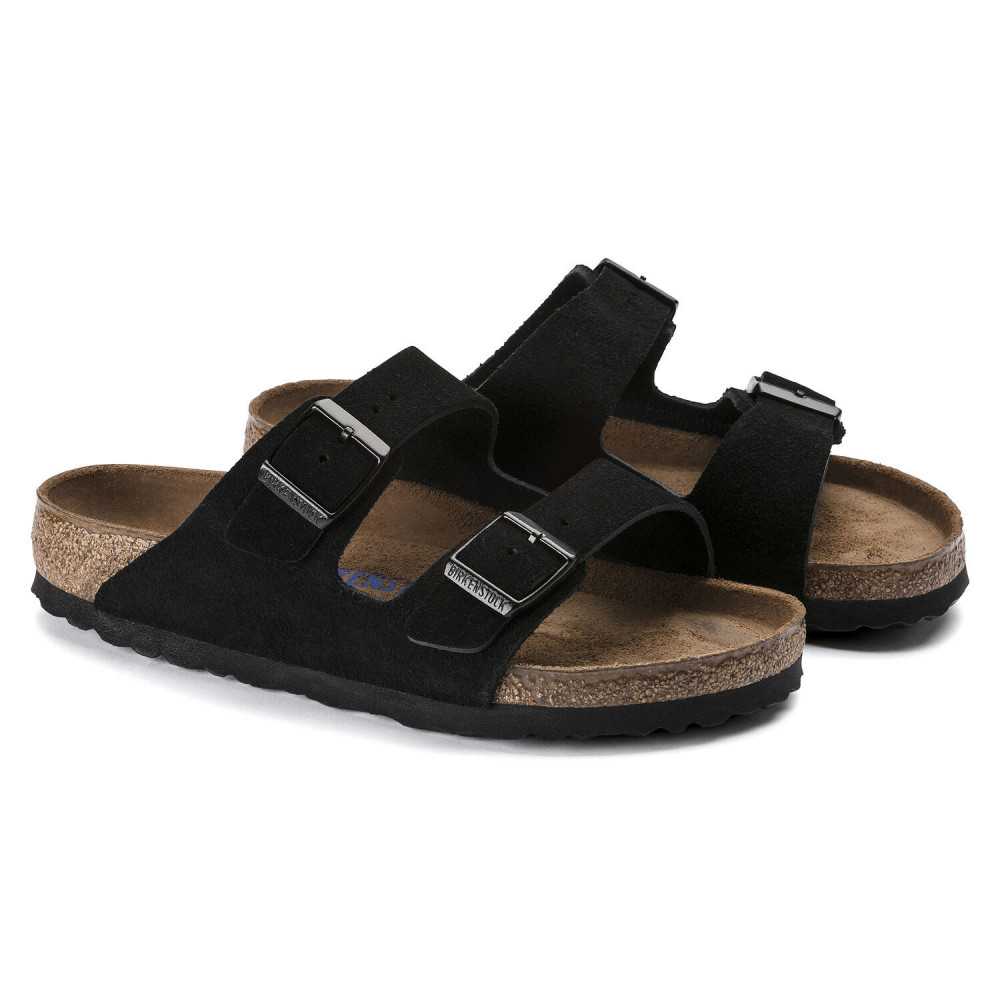 BIRKENSTOCK Arizona Sfb Cuir Suede Noir - Sandales - Suffern