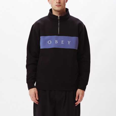 OBEY Ian Mock Neck Zip Black 