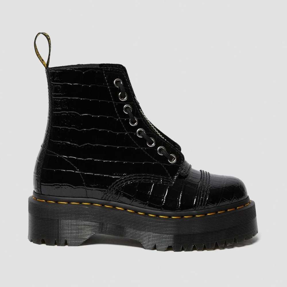 black patent lamper croc