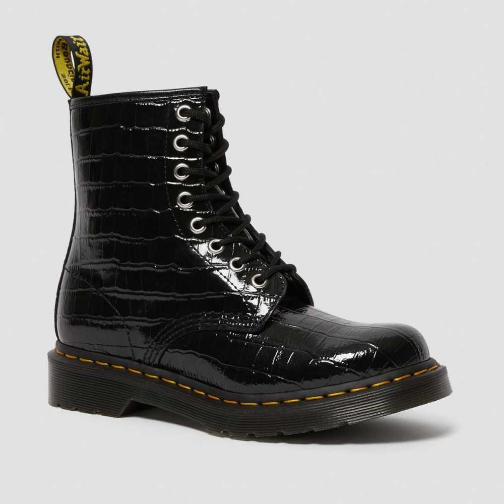 dr martens womens sinclair patent lamper croc zipper bootie