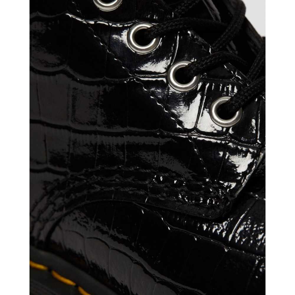 black patent lamper croc