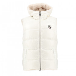 JUST OVER THE TOP, Daria gilet capuche fausse fourrure rev, Blanc