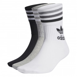 ADIDAS, Mid cut solid crew sock 3 pack, White/medium grey heather/black