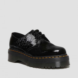 DR. MARTENS, 1461 quad, Black patent lamper leopard emboss