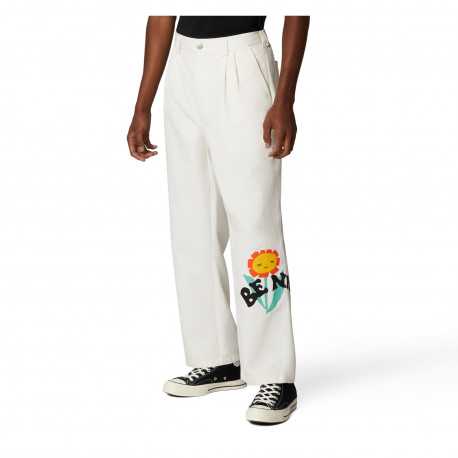 Much love double pleat graphic chino pant - Egret