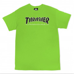 THRASHER, T-shirt outlined, Lime black