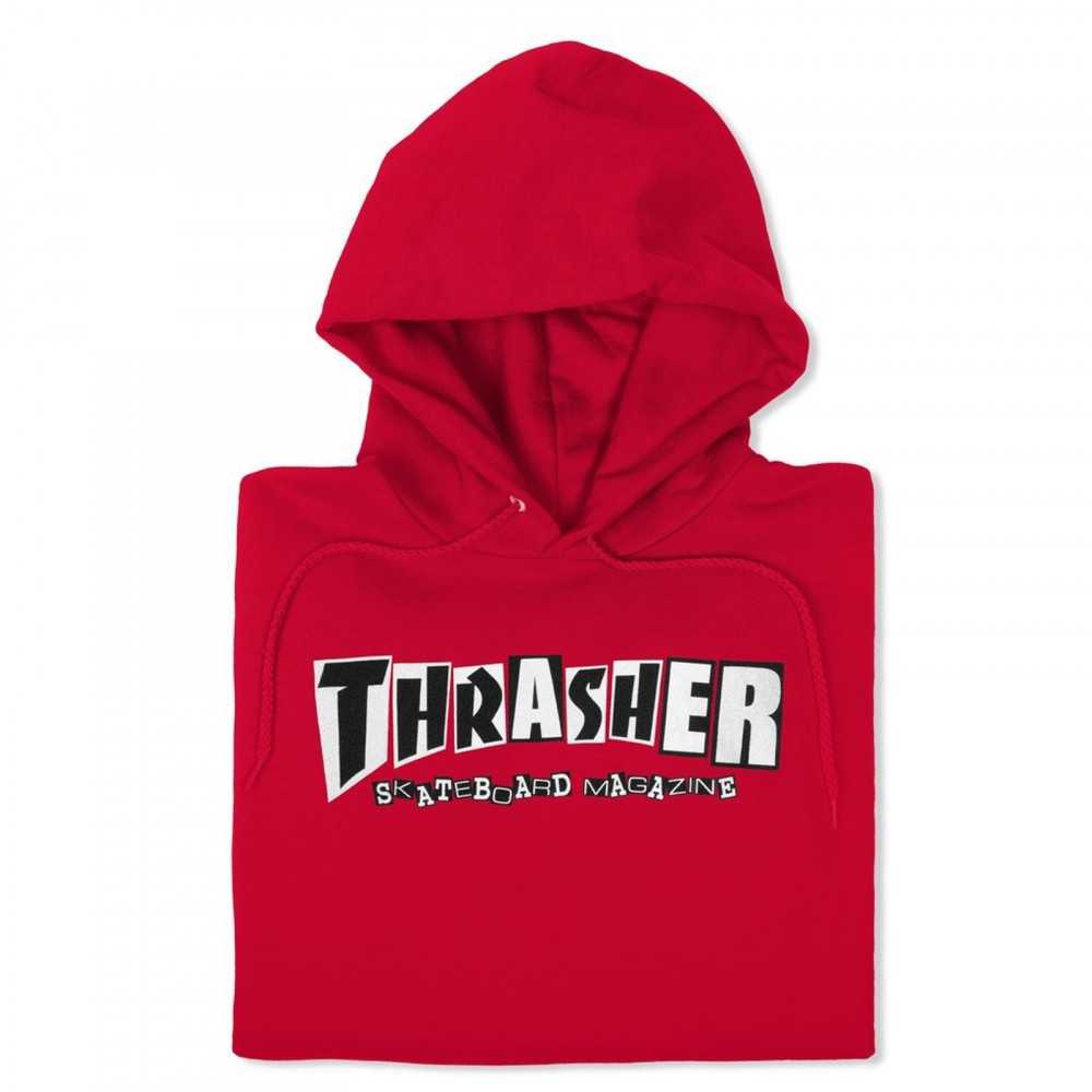 Felpa Con Cappuccio Uomo Thrasher – Grigio Chiara, Logo Outline, Tasca Marsupio