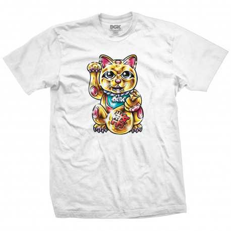 T-shirt golden cat - White