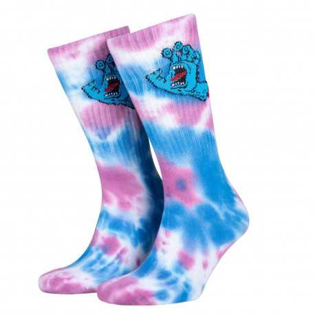 Screaming hand tie dye sock - White/pink/blue tie dye