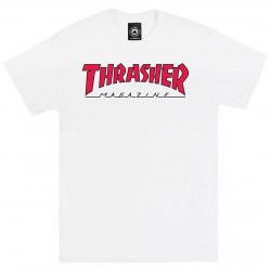 THRASHER, T-shirt outlined, White red