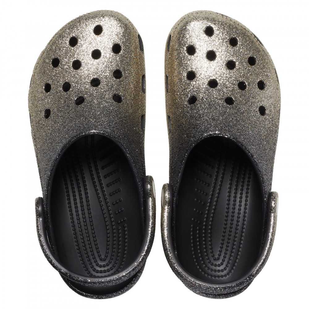 CROCS Classic Ombre Glitter Clog Black/gold Suffern