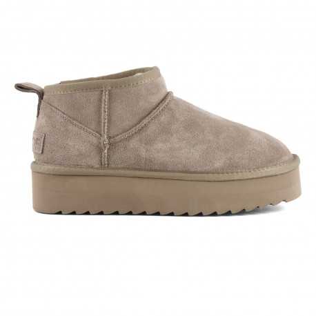 Platfrom winter boot in suede - Taupe